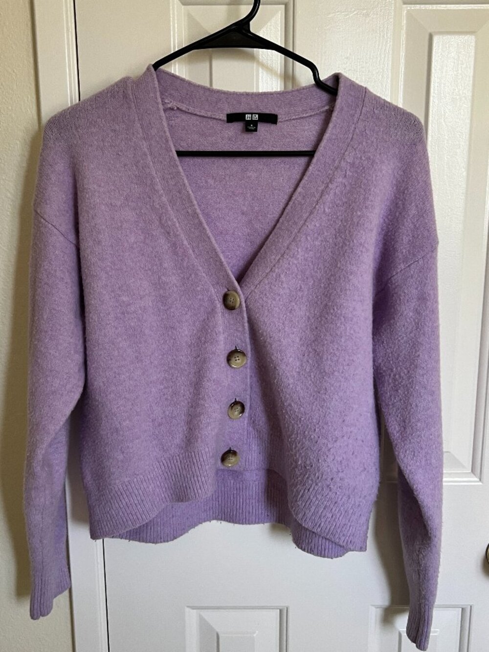 Uniqlo Women Souffle Yarn Knit Cardigan, Lilac, Size S